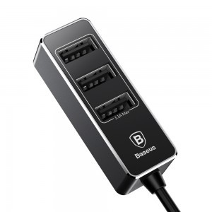 Baseus Enjoy autós szivargyújtós töltő 4 USB aljzattal 5.5A fekete színben