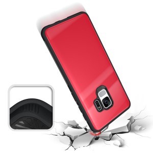 9H üveg hátlapú tok iPhone  S9 piros/fekete színben