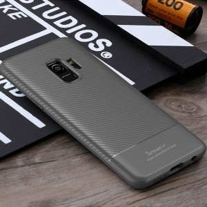 IPAKY szénszál mintájú TPU tok Samsung S9 G960 szürke színben