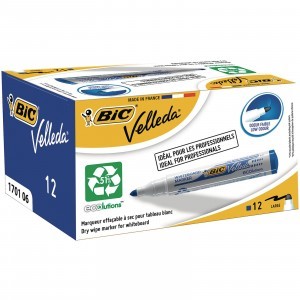 BIC Velleda marker fehértáblához, kék (12 db) + BIC marker, vegyes színek (3 db)