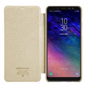 Nillkin Sparkle bőr fliptok Samsung A8 2018 arany színben