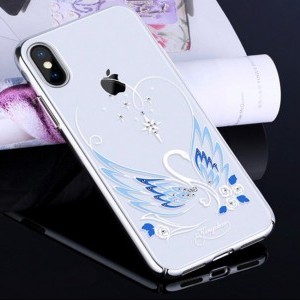 iPhone XS MAX Kingxbar Swan tok Swarovski kristály díszítéssel ezüst színben