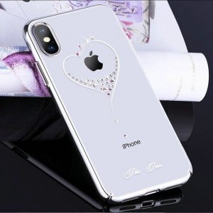 Kingxbar Wish tok Swarovski kristály díszítéssel iPhone XS/X ezüst színben