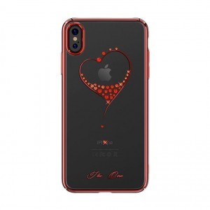 Kingxbar Wish tok Swarovski kristály díszítéssel iPhone XS/X piros színben