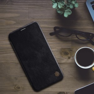 Nillkin Qin bőr fliptok iPhone XR fekete színben