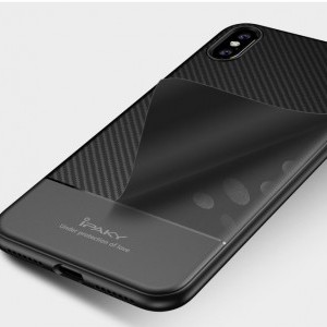 iPaky Carbon Fiber flexibilis TPU tok iPhone XS MAX fekete
