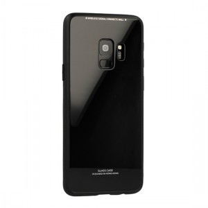 9H üveg hátlapú tok Samsung S9 Plus fekete