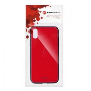 Forcell 9H üveg hátlapú tok Samsung S10 piros