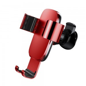 Baseus Metal Age Gravity univerzális szellőzőre erősíthető autós telefontartó piros színben