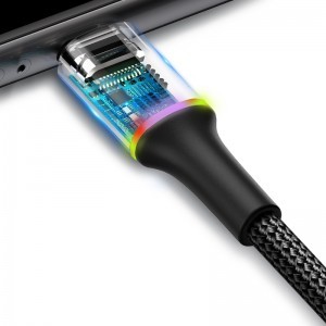 Baseus Halo nylon harisnyázott USB/USB - C kábel  3A/0.5m fekete