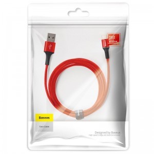 Baseus Halo nylon harisnyázott USB/USB - C kábel  2A/2m piros-fekete