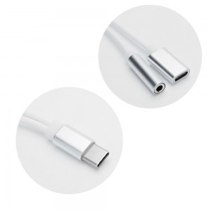 USB Type-C port elosztó 3.5 JACK audio/USB-C port fehér adapter