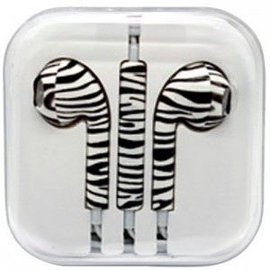 Fülhallgató mikrofonnal és hangerő szabályzóval iPhone/iPad/iPod zebra mintával