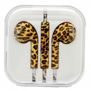 Fülhallgató mikrofonnal és hangerő szabályzóval iPhone/iPad/iPod leopárd mintával