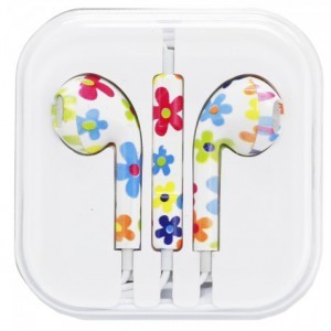 Fülhallgató mikrofonnal és hangerő szabályzóval iPhone/iPad/iPod virág mintával