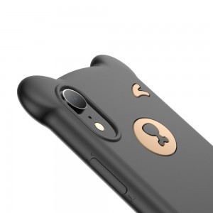 Baseus Bear flexibilis szilikon tok csuklópánttal iPhone XR fekete