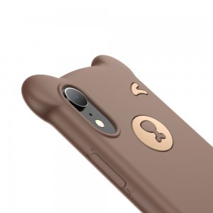 Baseus Bear flexibilis szilikon tok csuklópánttal iPhone XR barna