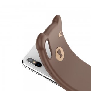  iPhone XS MAX barna tok Baseus Bear flexibilis szilikon csuklópánttal