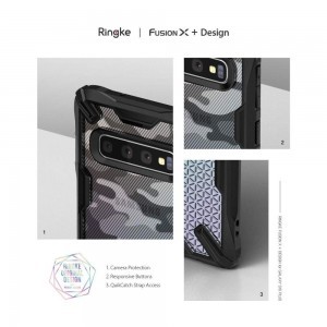 Ringke Fusion X PC tok TPU kerettel Samsung S10 Plus camo/fekete