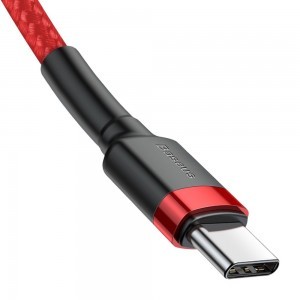 USB-C - USB-C kábel PD2.0 60W 20V 3A QC3.0 1m piros Baseus Cafule Nylon harisnyázott