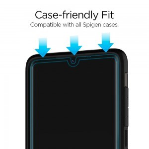 Huawei P30 Spigen Glass Slim kijelzővédő üvegfólia fekete kerettel