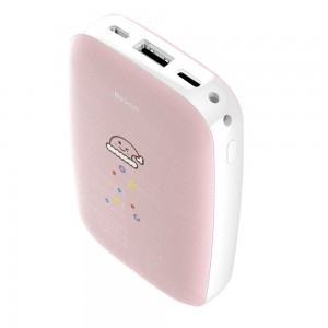 Baseus Mini Q powerbank 10000 mAh USB/USB-C/micro-USB pink kézmelegítő