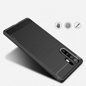 iPaky Slim Carbon Fiber flexibilis TPU tok Huawei P30 Lite fekete