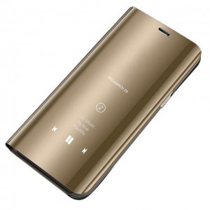 Huawei P30 Lite Clear View mágneses fliptok arany