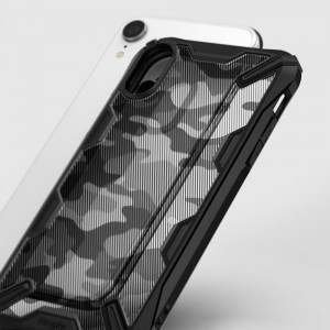 Ringke Fusion X PC tok TPU kerettel iPhone XR fekete terepmintás színben