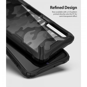 Samsung A70 Ringke Fusion X PC tok TPU kerettel fekete terepmintás színben