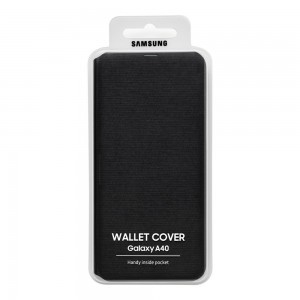 Samsung A40 Samsung Wallet fliptok kártyatartóval fekete