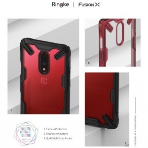 Ringke Fusion X PC tok TPU kerettel OnePlus 7 fekete színben