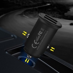 Remax Roki szivargyújtós mini autós mobiltelefon gyors töltő 2 USB aljzattaé 2.4A fehér 