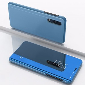 SMD Clear View fliptok Samsung A70 kék, mágneses hátlappal