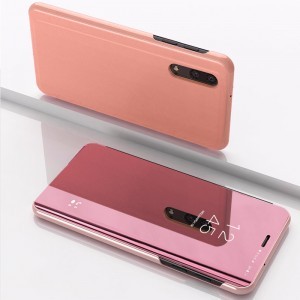 SMD Clear View fliptok Samsung A70 rózsaszín, mágneses hátlappal