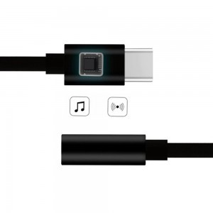 USB Type-C - 3.5 mm Jack audio átalakító adapter fekete színben