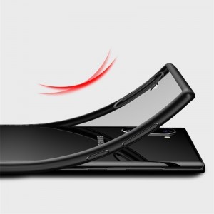 SMD Samsung Galaxy Note 10+ Plus Hybrid áttetsző tok fekete kerettel, erősített ütésálló kerettel