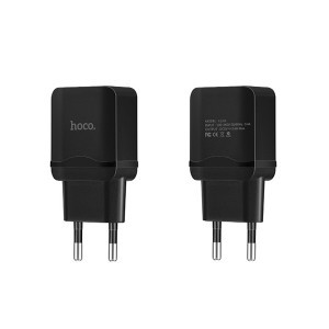 Hoco hálózati, USB fali töltő adapter Micro USB kábellel USB csatlakozóval 2,4A fekete