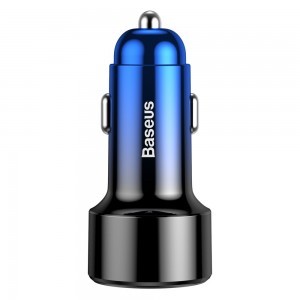 Baseus Magic szivargyújtós autós töltő QC3.0/ Type-C PD QC4+45W 6A kék