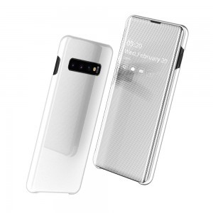 SMD Luxury View fliptok Samsung S10 tok ezüst színben