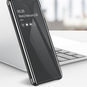 SMD Luxury View fliptok Samsung S10 Plus tok fekete színben