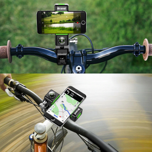 SMD XWJ-B univerzális biciklis, kerékpáros, motoros telefontartó LED világítással, iránytűvel, fekete