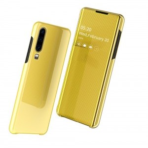 SMD Luxury View fliptok Huawei P30 tok sárga - arany színben