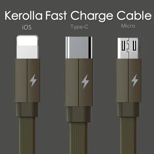 Remax Kerolla 3in1 töltő kábel Micro USB/ Type-C/ Lightning fehér