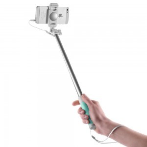 Proda selfie bot és monopod mini jack kábel csatlakozással kék színben