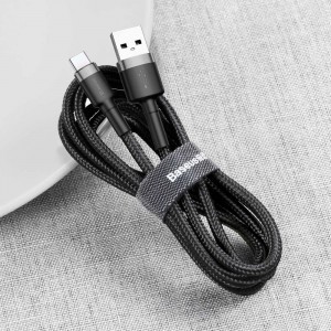 Baseus Cafule Nylon harisnyázott USB/USB-Type C kábel QC3.0 2A 3m fekete