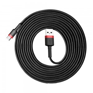 Baseus Cafule Nylon harisnyázott USB/USB-Type C kábel QC3.0 2A 3m fekete/piros