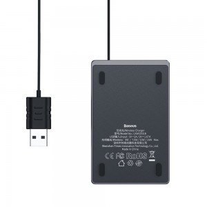 Baseus Ultra-thin vezeték nélküli Qi gyorstöltő 15W 100Cm USB kábellel fekete (WX01B-01)