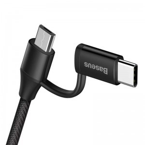 Baseus Yiven Nylon harisnyázott USB-Type C/ Micro USB kábel 1m fekete