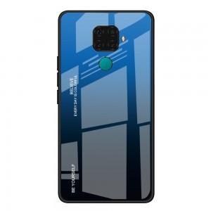 Gradient 9H üveghátlapú tok szilikon kerettel Huawei Mate 30 Lite fekete/kék